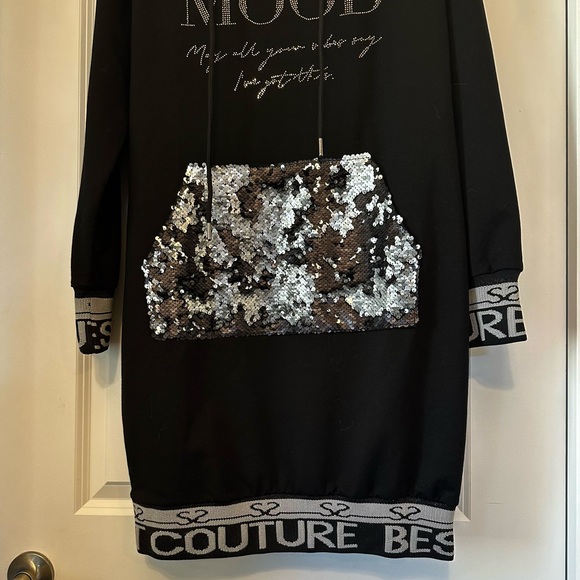 SIGNET Dress Knit w/ Bling Hood Pocket Silver Sequins Bronze Rhinestones Sz XL - Picture 12 of 12